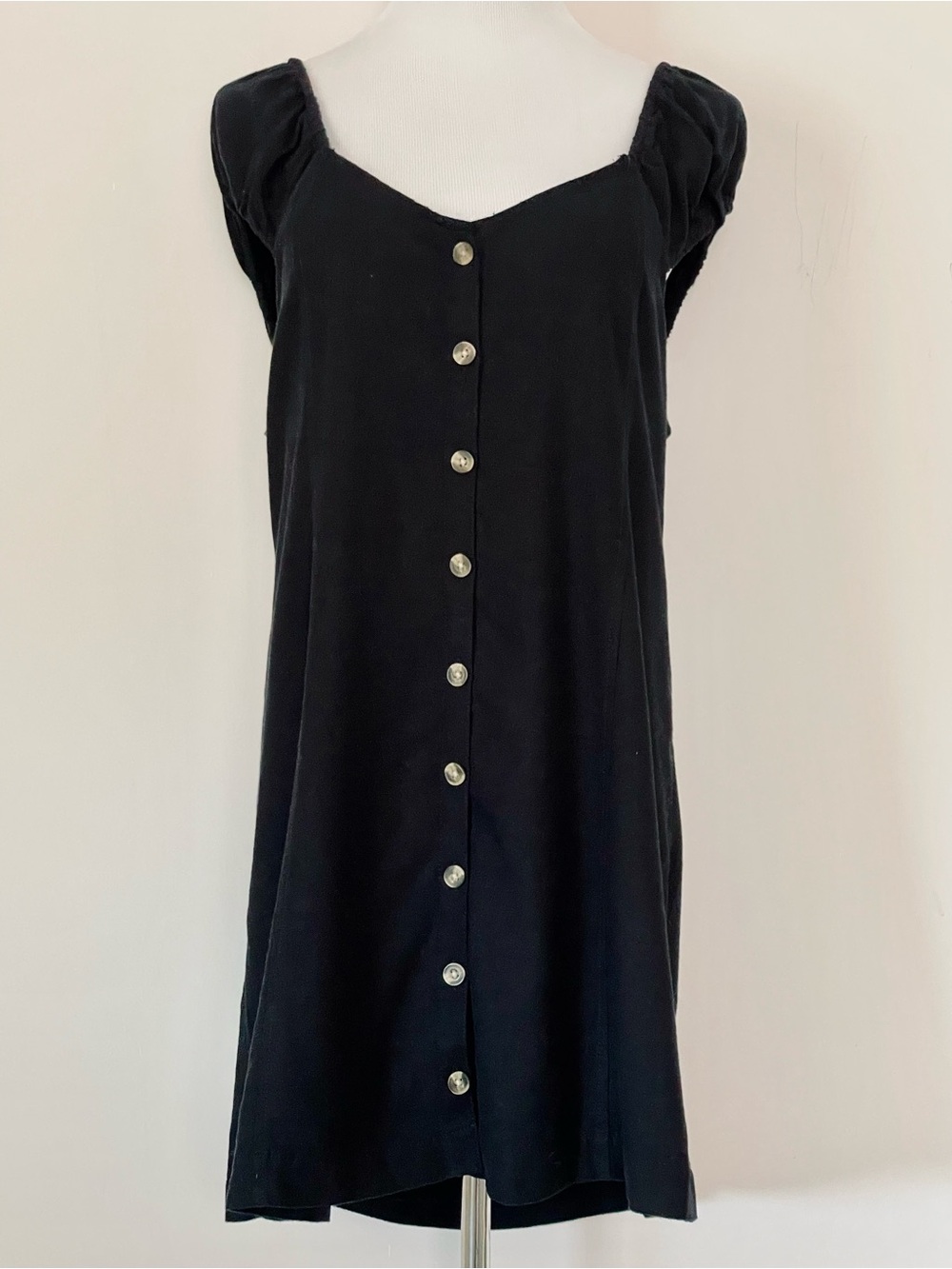 American Eagle Outfitters Black Mini Button-Front Dress